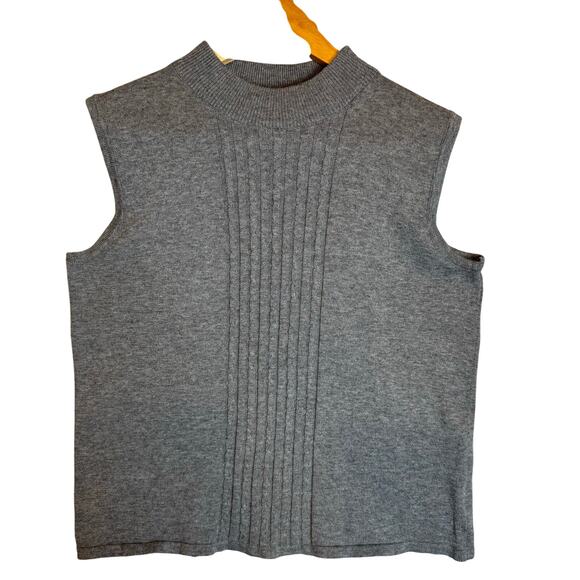 Southern Lady Cable knit Sweater Vest Womens Small Gray Mock Neck Sleeveless Top - Picture 1 of 8